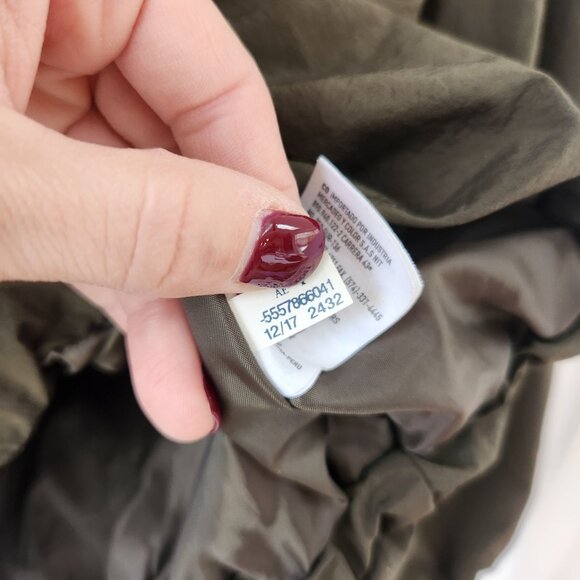 American Eagle Lightweight Bomber Jacket Hidden Hood Y2K Olive Green Women's L - Picture 8 of 8